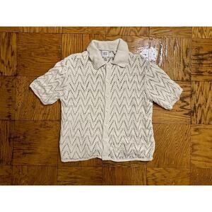 White Button Up See Through Medium Beach Boat Collared Shirt